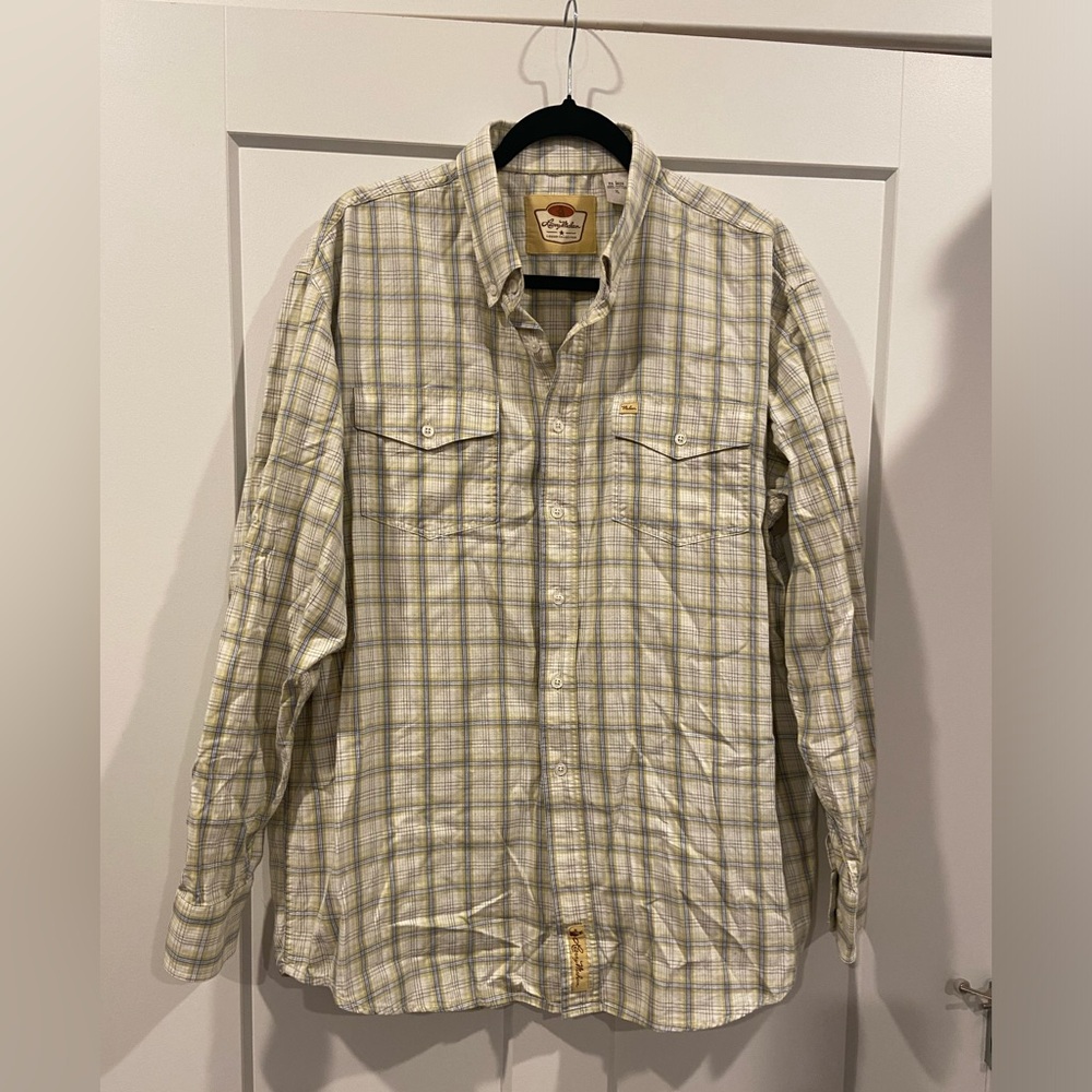 Larry Mahan Western Long Sleeve Plaid Rodeo Cowboy Shirt XL Plaid Button-Up